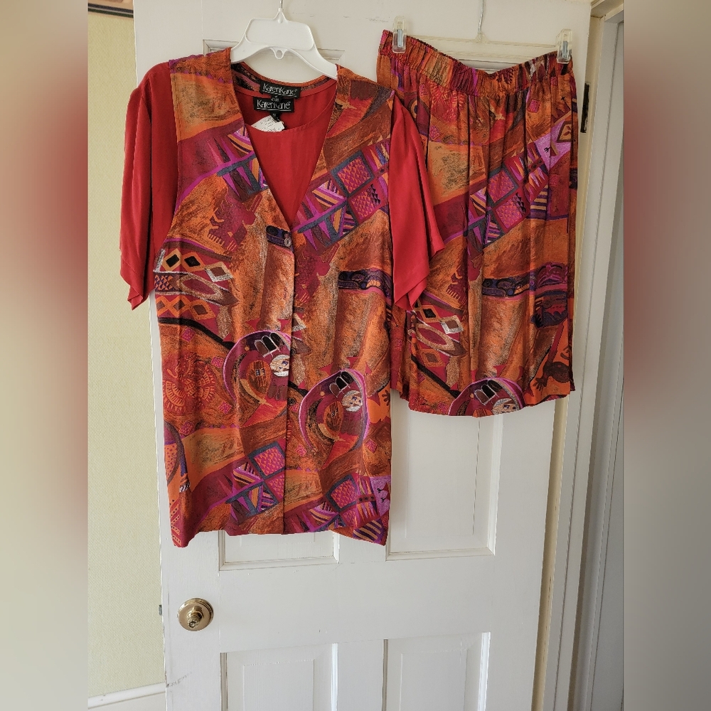 Karen Kane 3pcs Set Colorful Abstract Two-Piece Set NWOT